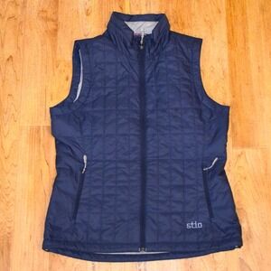 Stio Azura Insulated Vest Womens Large Navy Blue Primaloft Quilted Full Zip